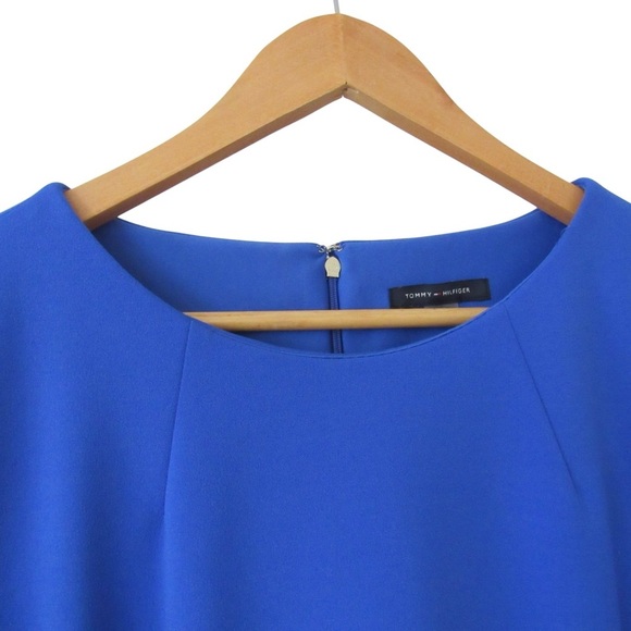 Tommy Hilfiger Blue Short Sleeve Dress 14 White Trim Preppy Classical Nautical - Picture 3 of 9